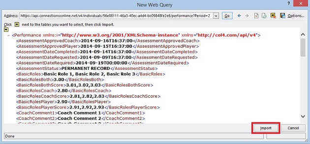 Import into excel from the web.