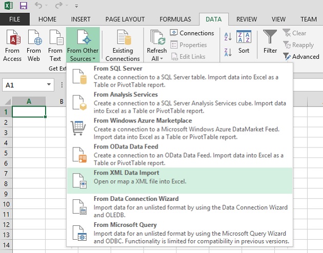 Importing from Excel.